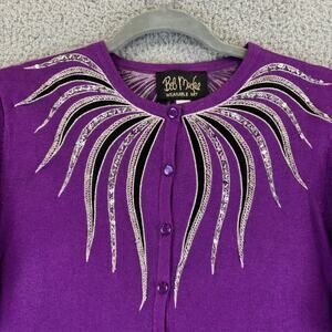 Bob Mackie Cardigan Medium Artsy Bold Maximalist Embroidery Embellished Sweater